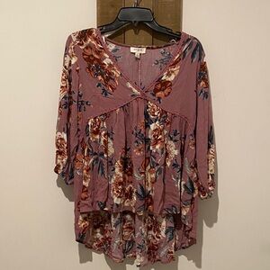 Umgee Purple Floral Blouse